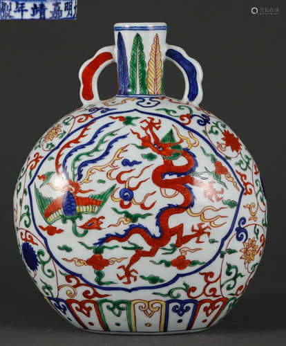 WUCAI GLAZE DRAGON PATTERN VASE