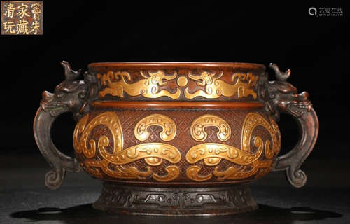 GILT BRONZE DRAGON PATTERN CENSER