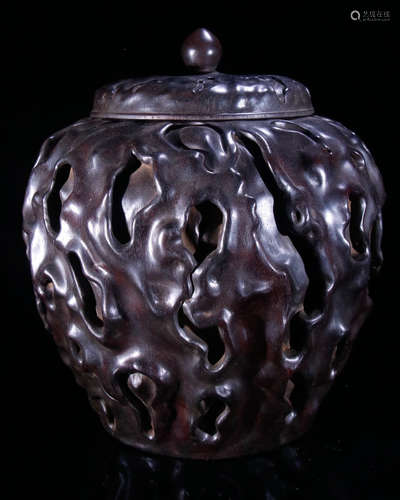 ZITAN CARVED TEA JAR