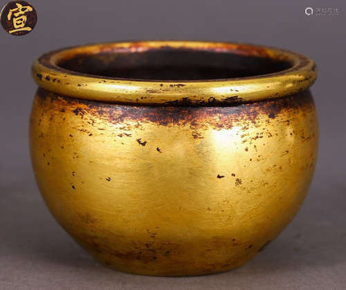 XUAN MARK GILT BRONZE CENSER