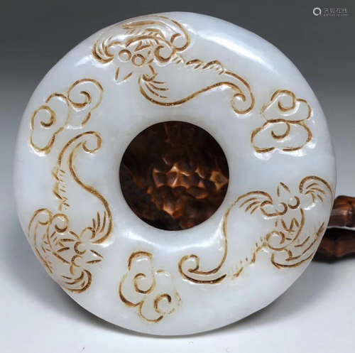 HETIAN JADE AUSPICIOUS PATTERN BELT BUCKLE