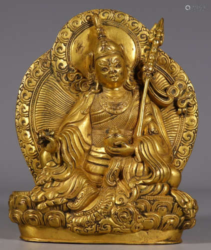 GILT BRONZE PADMASAMBHAVA BUDDHA STATUE