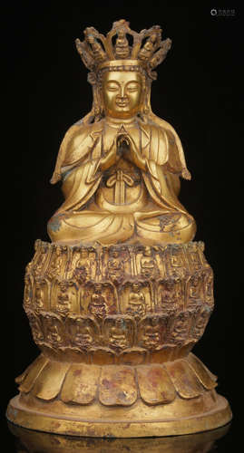 GILT BRONZE KSITIGARBHA BUDDHA STATUE