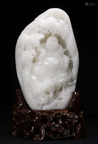 XINJIANG HETIAN JADE MAITREYA PATTERN ORNAMENT