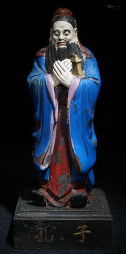 HUANGYANG WOOD COLORED CONFUCIOUS STATUE