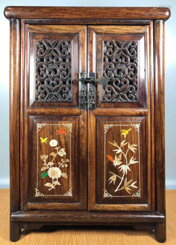 HUALI WOOD WITH SHELL HOLLOW CABINET