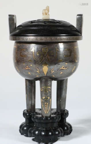 SILVER WITH GOLD BEAST PATTERN CENSER