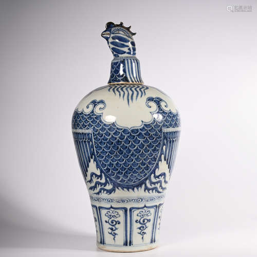 CHINESE BLUE WHITE PHOENIX PORCELAIN VASE