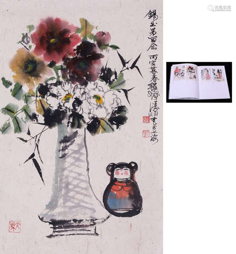 CHINESE INK AND COLOR SCROLL PAINTING