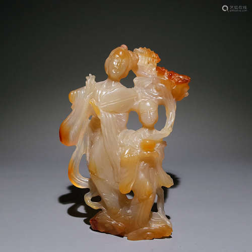 CHINESE AGATE CARVED LADY
