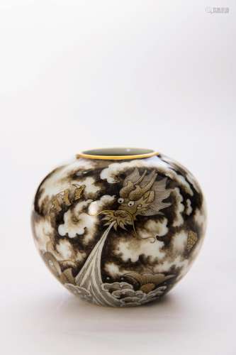 CHINESE INK PAINTED DRAGON PORCELAIN JAR