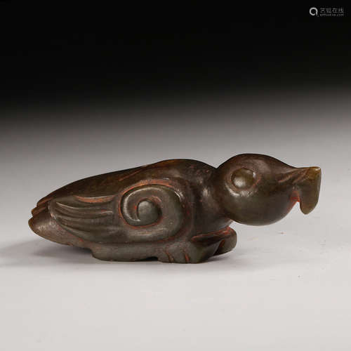 CHINESE ARCHAISTIC JADE BIRD