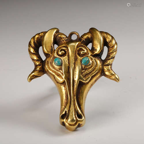 CHINESE GILT BRONZE SHEEP PENDANT