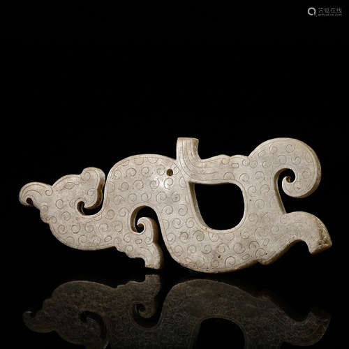 CHINESE ARCHAISTIC JADE DRAGON