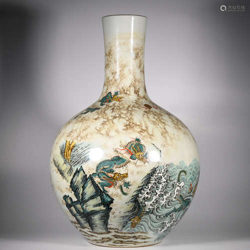 CHINESE FAMILLE ROSE PORCELAIN VASE, MARKED