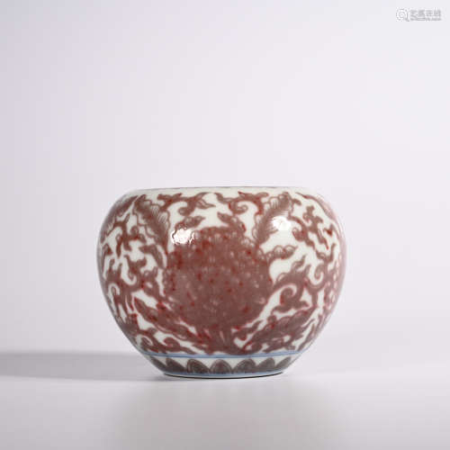 CHINESE IRON RED UNDERGLAZE PORCELAIN WATER COUPE