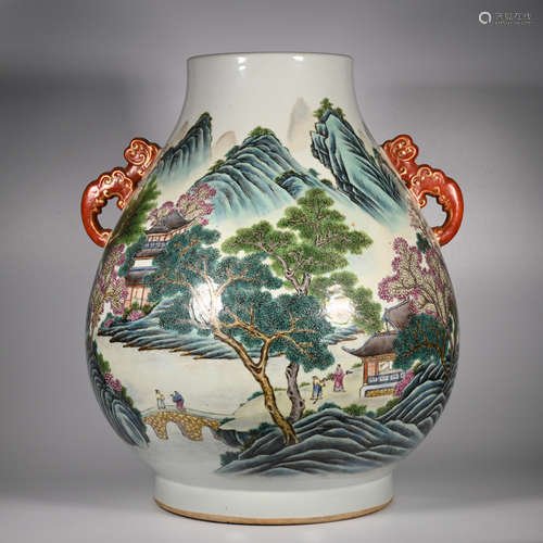 CHINESE FAMILLE ROSE PORCELAIN VASE, MARKED