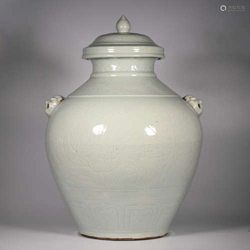 CHINESE PALE CELADON GLAZED PORCELAIN JAR