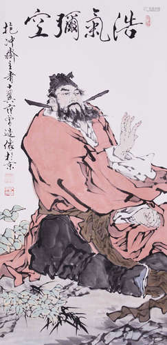 CHINESE INK AND COLOR SCROLL PAINTING