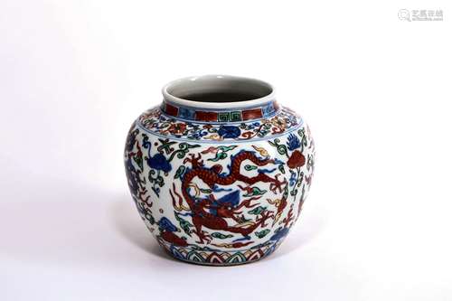 CHINESE WUCAI DRAGON PORCELAIN JAR