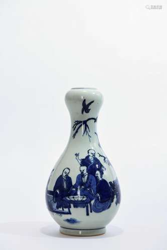 CHINESE BLUE WHITE FIGURINE PORCELAIN VASE