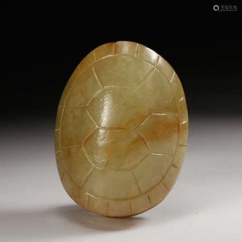 CHINESE CELADON JADE CARVED TURTLE SHELL