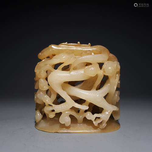 CHINESE WHITE JADE CENSER FINIAL