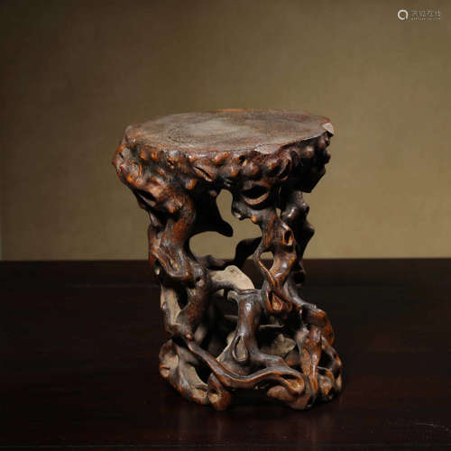 Chinese Bamboo Root Carved Stand