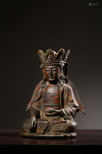 Chinese Bronze Seated Guanyin