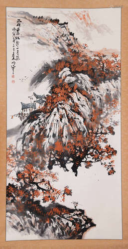 CHINESE INK AND COLOR SCROLL PAINTING