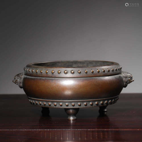 Chinese Bronze Drum Shape Censer