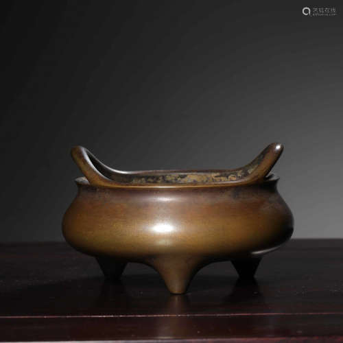 Chinese Bronze Twin Handle Censer