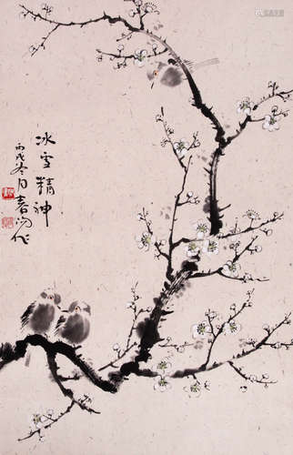 CHINESE INK AND COLOR SCROLL PAINTING