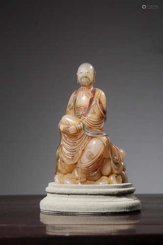 Chinese Soapstone Carved Seated Lohan