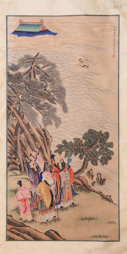 CHINESE INK AND COLOR SCROLL PAINTING