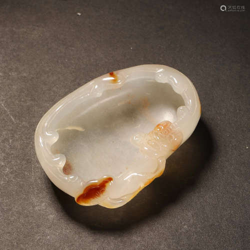 Chinese Agate Carved Chilong Brush Washer