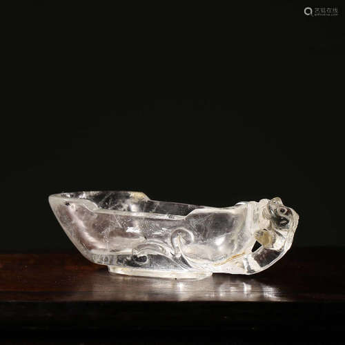 Chinese Crystal Carved Chilong Brush Washer