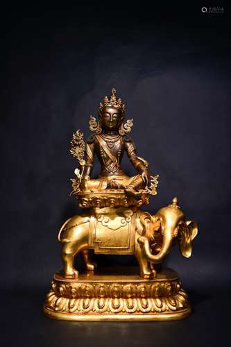 CHINESE GILT BRONZE SAMANTABHADRA BUDDHA