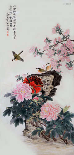 CHINESE INK AND COLOR SCROLL PAINTING