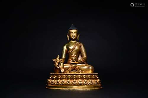 CHINESE GILT BRONZE SEATED BUDDHA