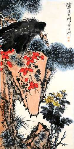 CHINESE INK AND COLOR SCROLL PAINTING