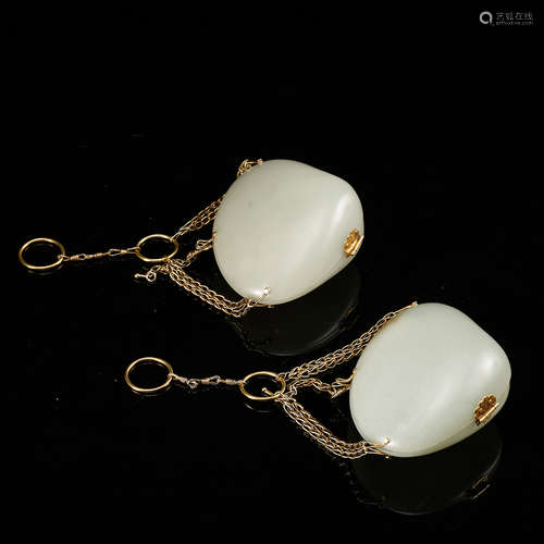 CHINESE PAIR OF WHITE JADE PENDANTS