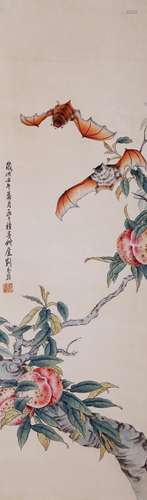 CHINESE INK AND COLOR SCROLL PAINTING