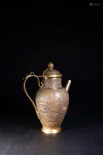 CHINESE GILT SILVER PHOENIX TEA POT