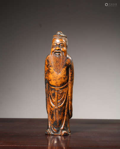 Chinese Huangyang Wood Carved Scholar