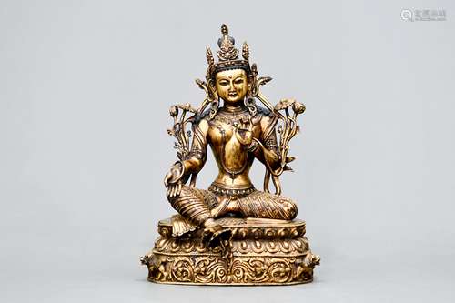 CHINESE GILT BRONZE SEATED TARA