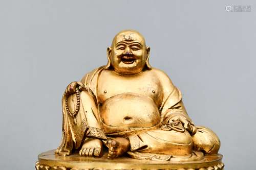 CHINESE GILT BRONZE SEATED HOTEI