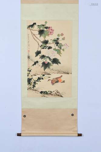 CHINESE INK AND COLOR SCROLL PAINTING