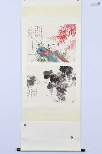 CHINESE INK AND COLOR SCROLL PAINTING