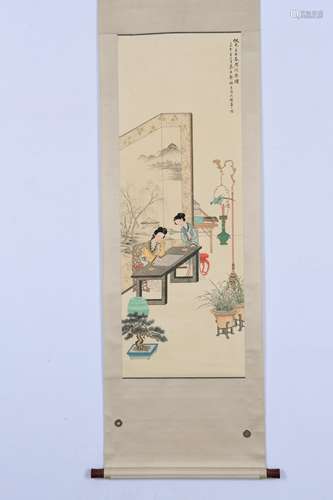 CHINESE INK AND COLOR SCROLL PAINTING